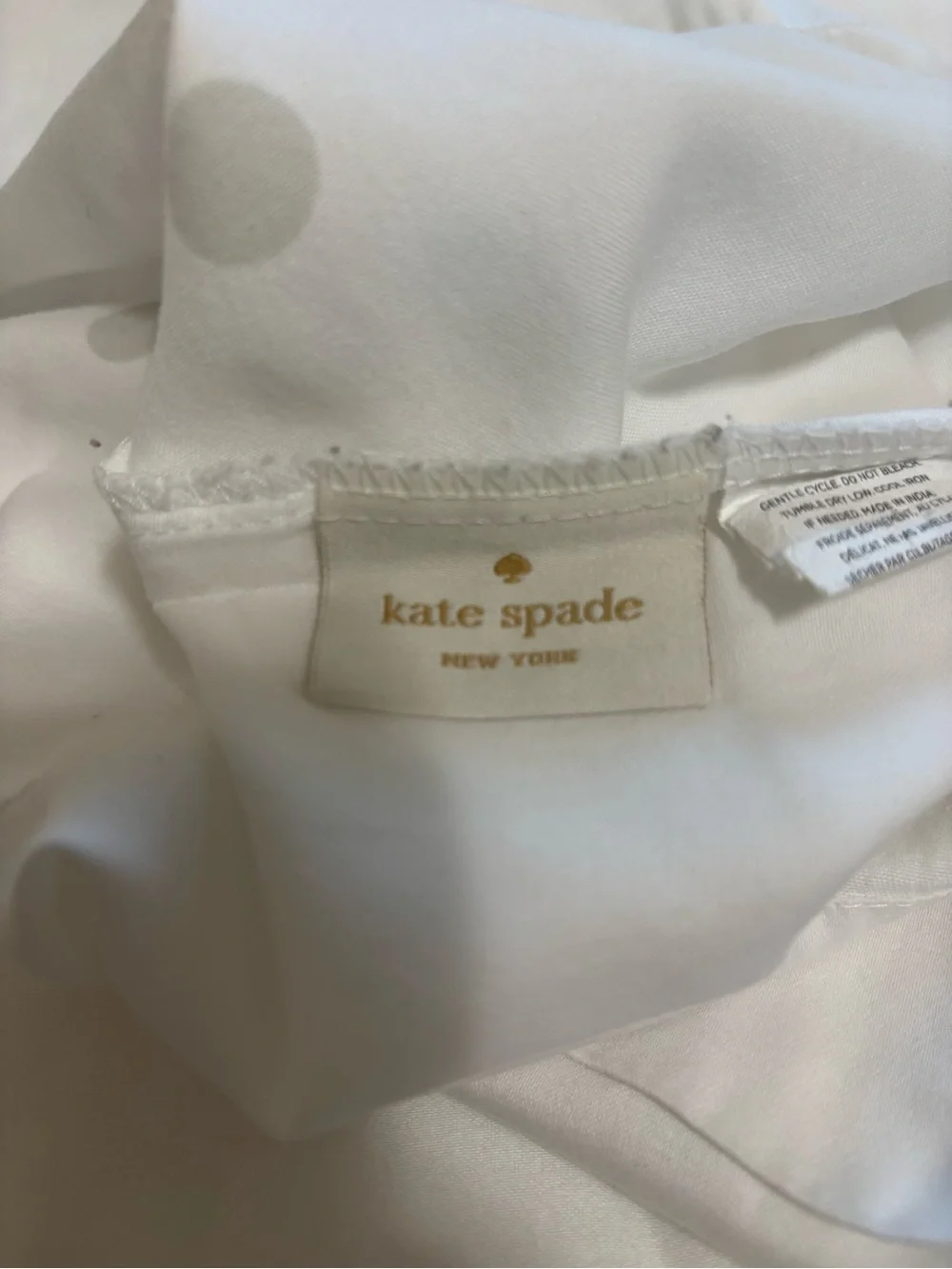 kate spade White with Light Gray Polka Dot Twin Sheet Set